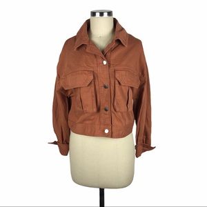 TOPSHOP Avril Shacket Crop Jacket Blush 4-6 NWT